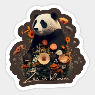 Zen in bloom, panda and flowers Sticker